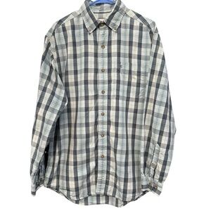 Carhartt Blue Gray Plaid Button-Up Shirt Men’s Medium Long Sleeve